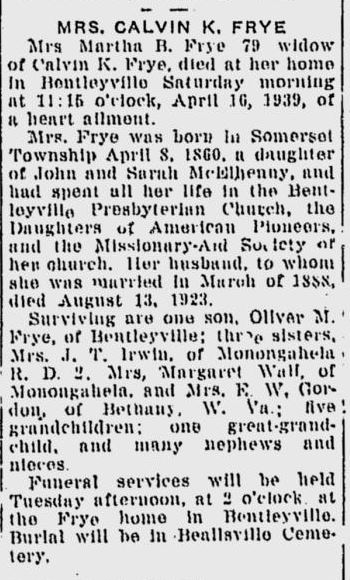 Martha B. Frye obit